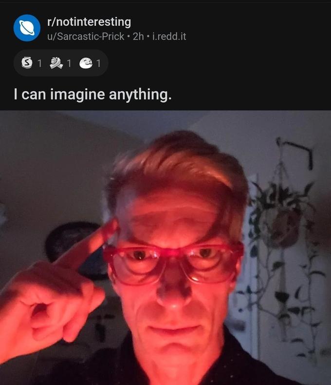 man pointing at himself i can imagine anything